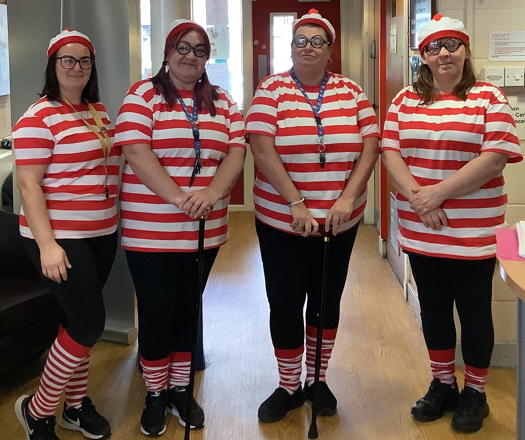 Members of staff dressed up as Wally from where's Wally